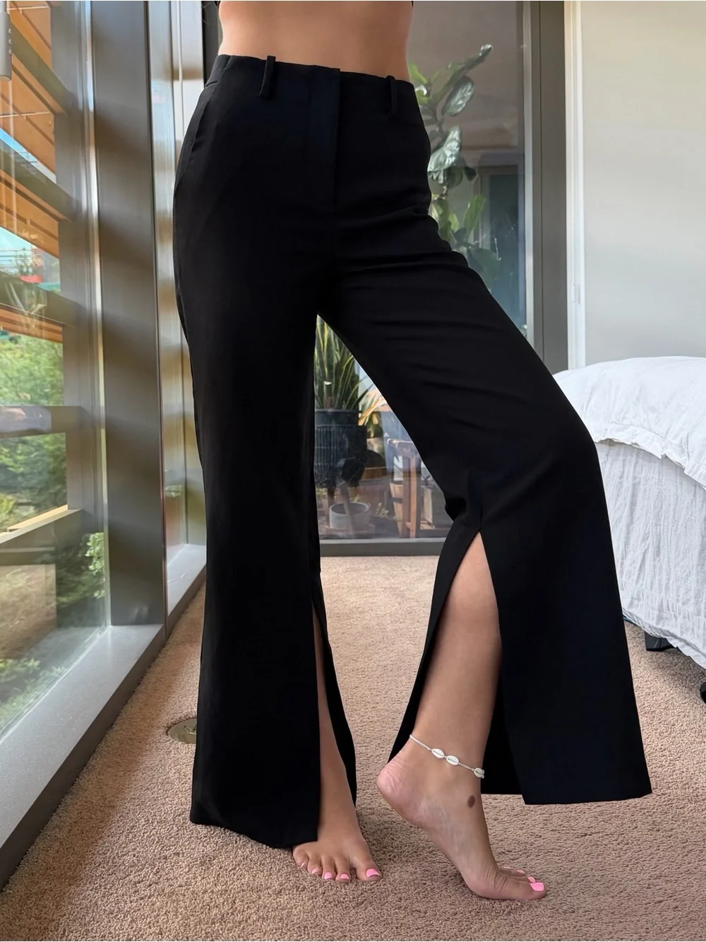 Vince Camuto Black Wide Leg Dress Pants with Side Slits - Picture 1 of 7